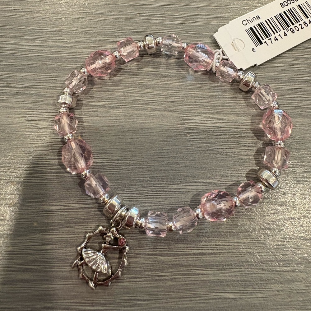 Pink Beaded Charm Ballerina Bracelet
